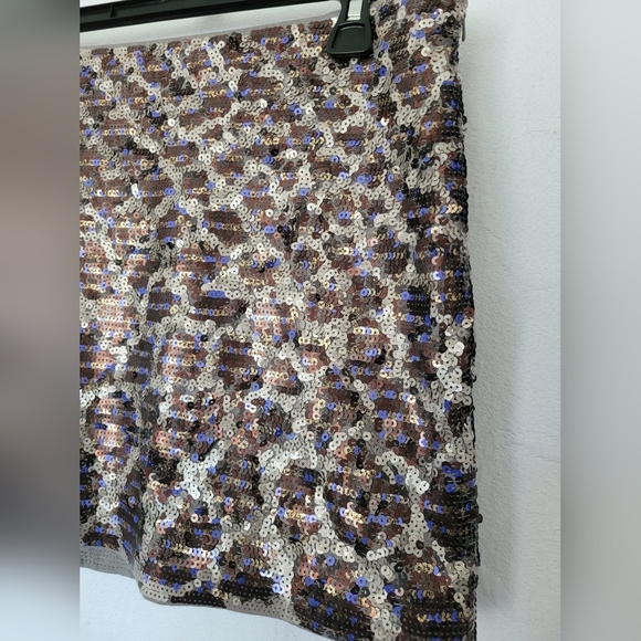 Express Sequins Embellishment Mini Skirt, Pima Cotton Blend, Puple & Silver, SP - Picture 3 of 10